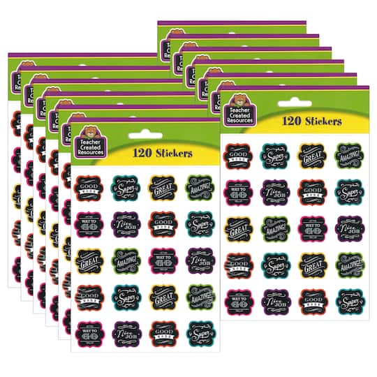 Teacher Created Resources Chalkboard Brights Stickers, 12 Packs of 120ct.